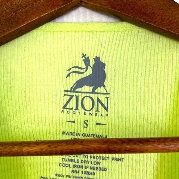 Zion Rootswear - Neon Yellow Willie Nelson Texas Palm Tree Graphic Tank Top Sm - Picture 8 of 10